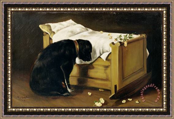 A Archer Dog Mourning Its Little Master Framed Painting