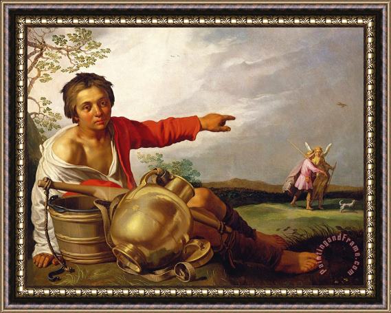 Abraham Bloemaert Shepherd Boy Pointing At Tobias And The Angel Framed Painting