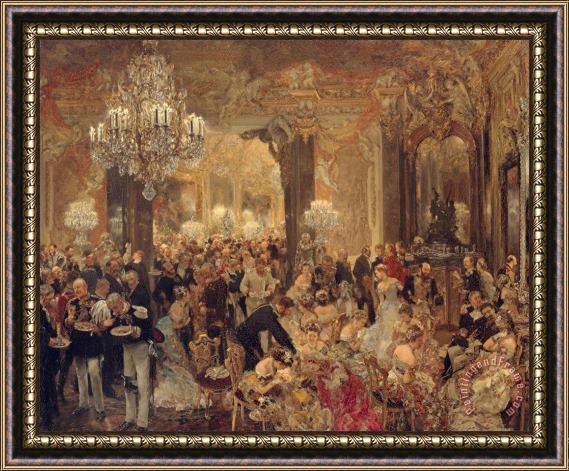 Adolf Friedrich Erdmann von Menzel Dinner At The Ball Framed Print