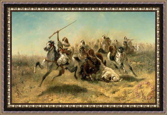 Adolf Schreyer Arab Horsemen on the attack Framed Painting