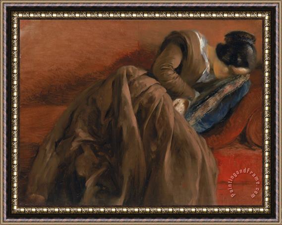 Adolph Friedrich Erdmann von Menzel Emilie the Artist's Sister Asleep Framed Painting