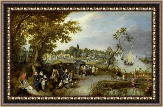 Adriaen Pietersz. van de Venne Landscape with Figures And a Village Fair (village Kermesse) Framed Print