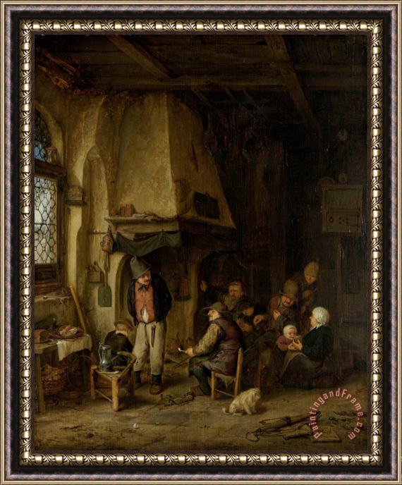 Adriaen Van Ostade 'the Skaters': Peasants in an Interior Framed Print