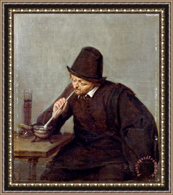 Adriaen Van Ostade A Man Smoking Framed Print