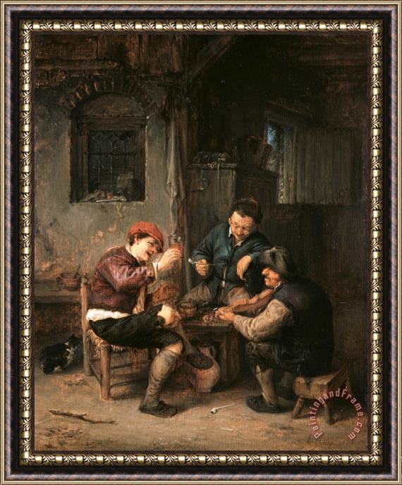 Adriaen Van Ostade Three Peasants at an Inn Framed Painting