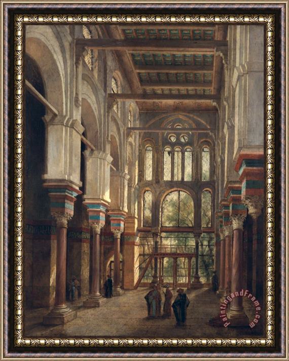 Adrien Dauzats Interior of the Mosque of El Mooristan in Cairo Framed Print