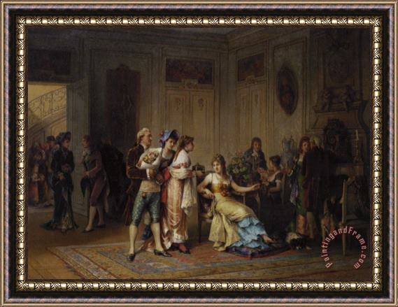 Adrien De Boucherville The Gift for The Chatelaine Framed Painting