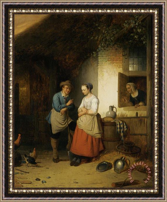 Adrien Ferdinand De Braekeleer The Courtship Framed Painting