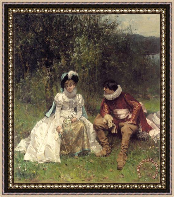 Adrien Moreau The Courtship Framed Painting