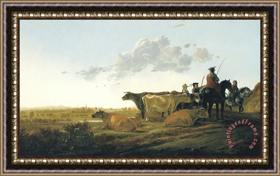 Aelbert Cuyp Landscape with Herdsmen Framed Painting