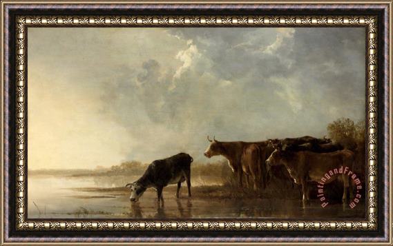 Aelbert Cuyp River Landscape with Cows Framed Painting