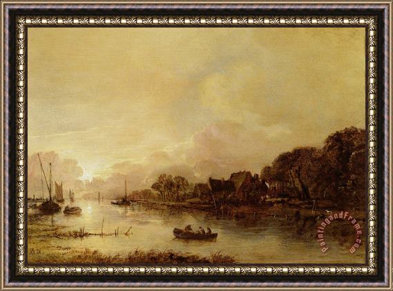 Aert van der Neer River landscape Framed Print