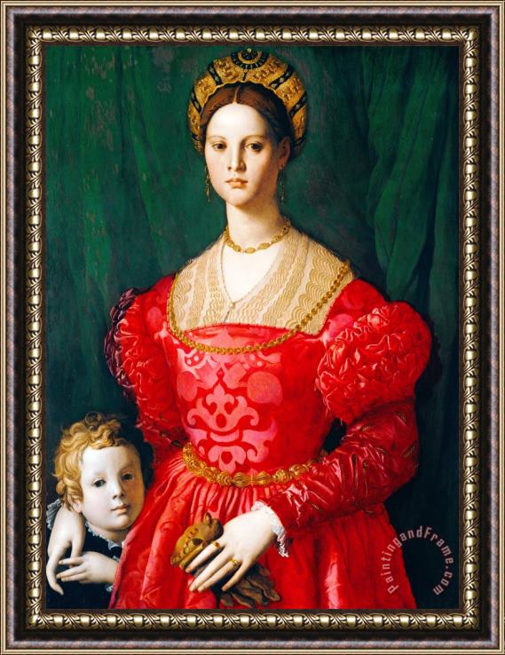 Agnolo Bronzino A Young Woman And Her Little Boy Framed Painting