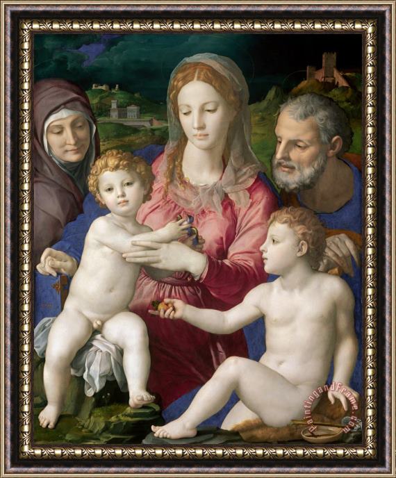 Agnolo Bronzino Holy Family with St. Anne And The Infant St. John Framed Print