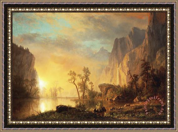 Albert Bierstadt Sunset in the Rockies Framed Print