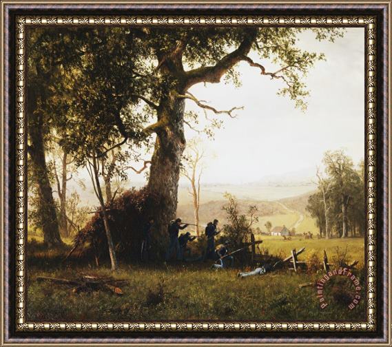 Albert Bierstadt Union Soldiers Fighting in The Field Framed Painting
