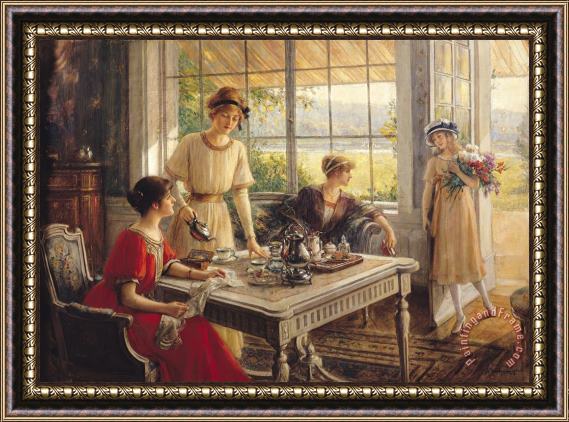 Albert Lynch Women Taking Tea Framed Painting