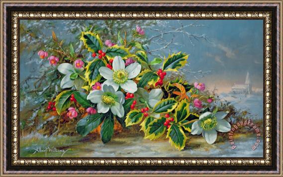 Albert Williams Winter Roses In A Landscape Framed Print