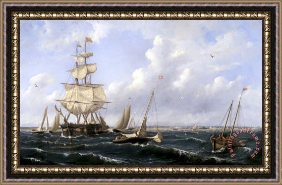 Albertus van Beest View of Shipping in New Bedford Harbor Framed Painting