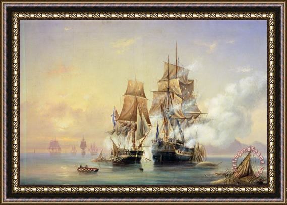 Aleksei Petrovich Bogolyubov The Russian Cutter Mercury captures the Swedish frigate Venus on 21st May 1789 Framed Painting