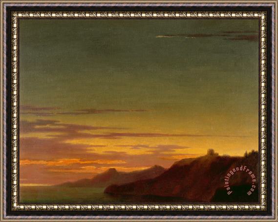 Alexander Cozens Close of the Day - Sunset on the Coast Framed Print
