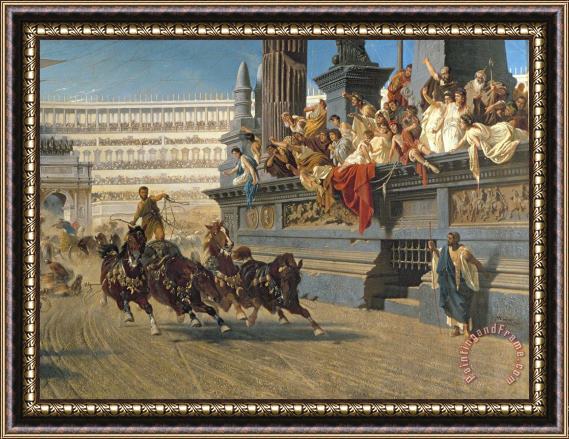 Alexander von Wagner The Chariot Race Framed Painting