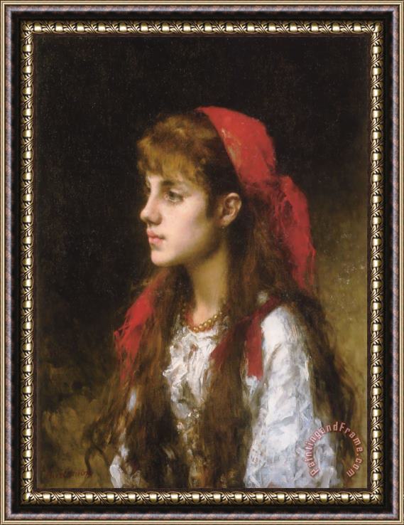 Alexei Alexeivich Harlamoff A Russian Beauty Framed Painting