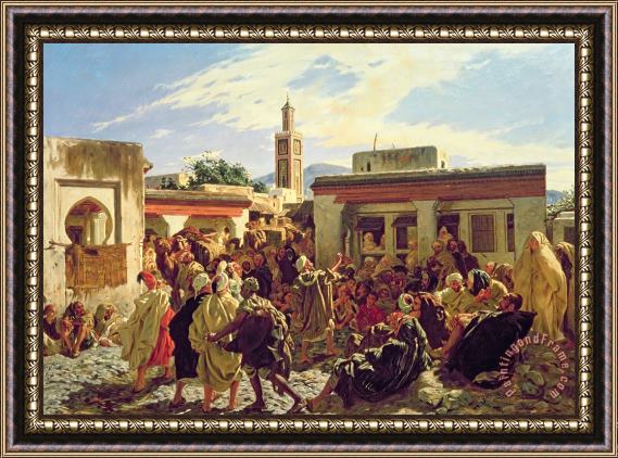 Alfred Dehodencq The Moroccan Storyteller Framed Painting