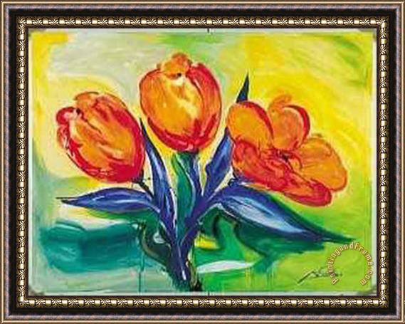 alfred gockel Orange Tulips Framed Painting