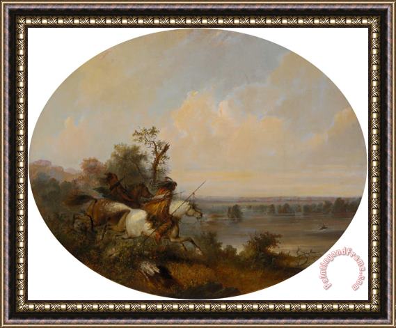 Alfred Jacob Miller Indians Hunting Elk on The Platte Framed Painting