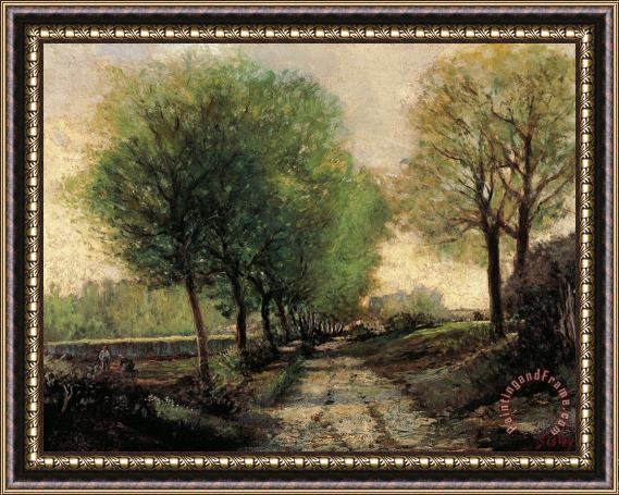 Alfred Sisley Tree-lined Avenue In A Small Town Framed Print