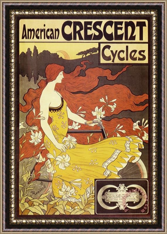 Alphonse Marie Mucha American Crescent Cycles Framed Print
