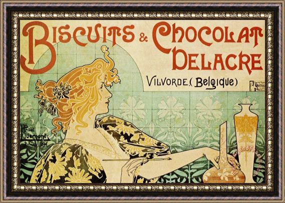 Alphonse Marie Mucha Biscuits And Chocolate Delcare Framed Print