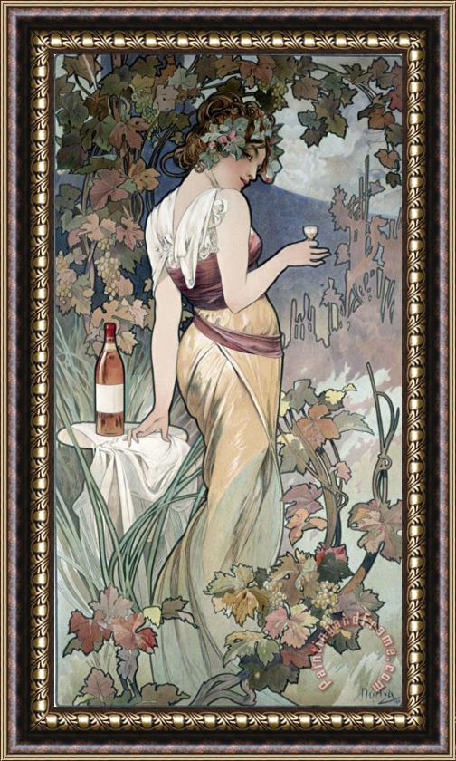 Alphonse Marie Mucha Cognac Template Framed Painting
