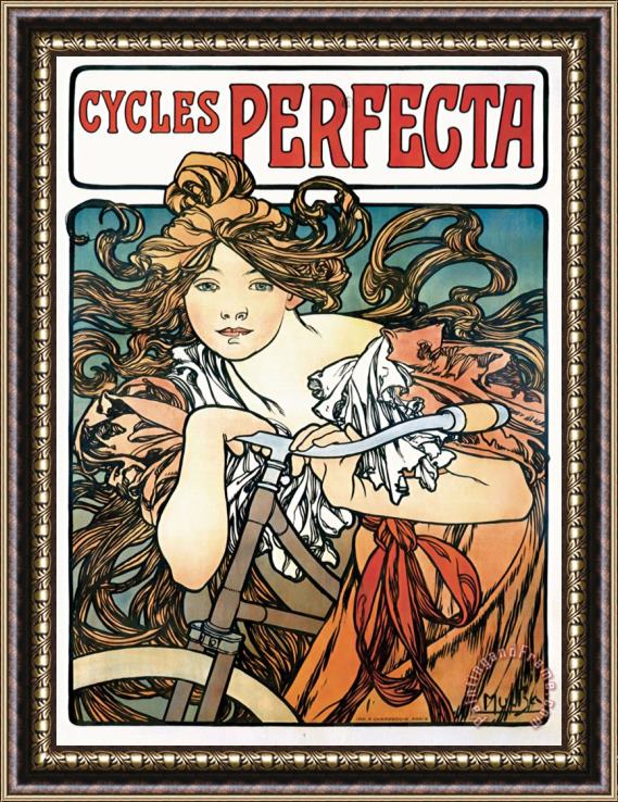 Alphonse Marie Mucha Cycles Perfecta Framed Print