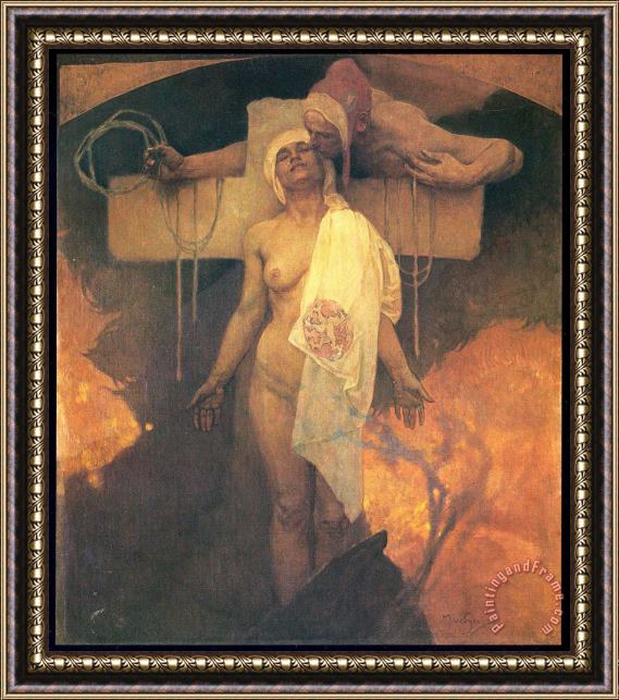 Alphonse Marie Mucha France Embraces Bohemia Framed Painting