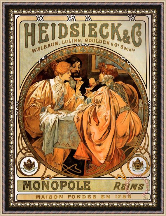 Alphonse Marie Mucha Heidsieck 1901 Framed Painting