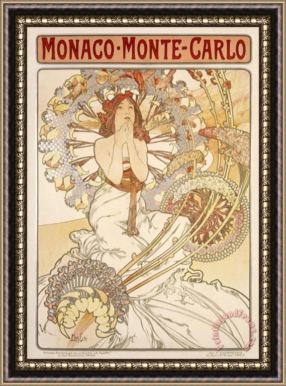 Alphonse Marie Mucha Monte Carlo Framed Painting