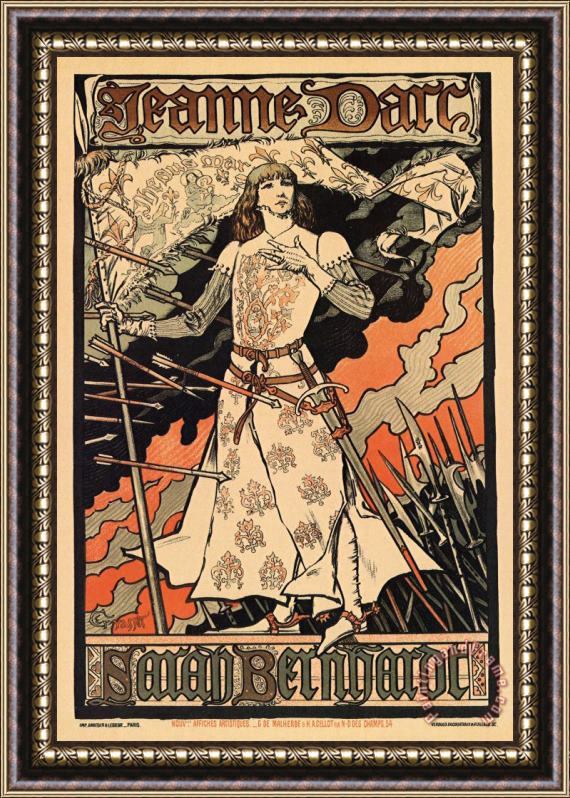 Alphonse Marie Mucha Sara Bernhardt As Joan of Arc Framed Print