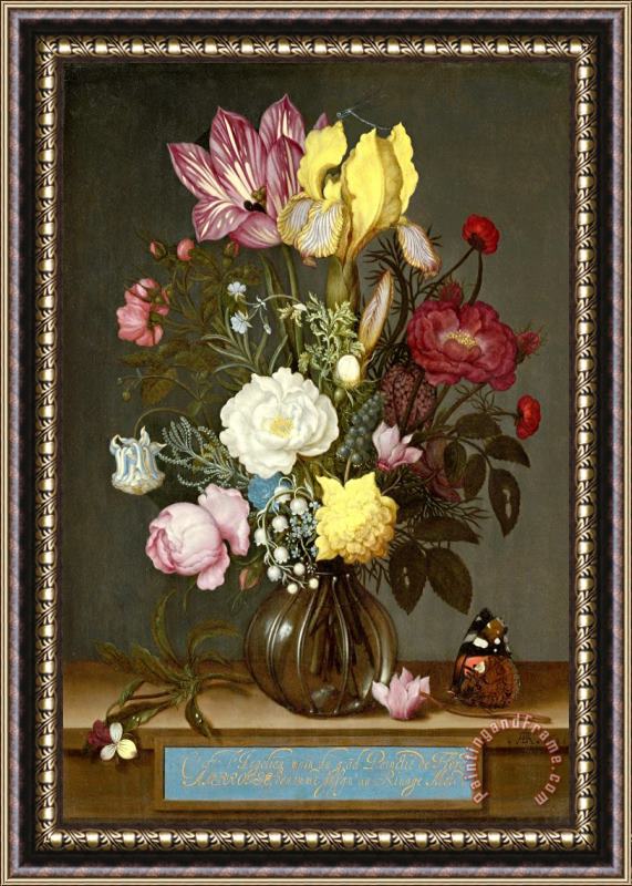 Ambrosius Bosschaert the Elder Bouquet of Flowers in a Glass Vase Framed Print