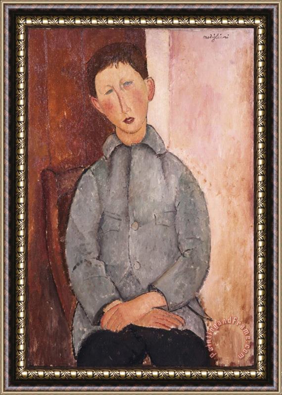 Amedeo Modigliani Boy in a Blue Shirt Framed Painting