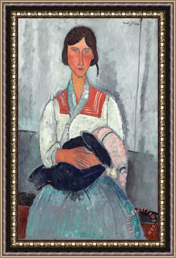 Amedeo Modigliani Gypsy Woman With Baby Framed Painting