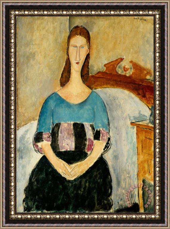 Amedeo Modigliani Portrait of Jeanne Hebuterne, Seated, 1918 Framed Painting