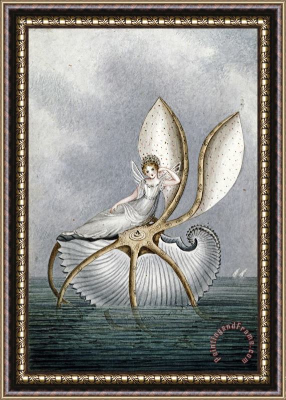Amelia Jane Murray A Fairy Resting on a Shell Framed Painting