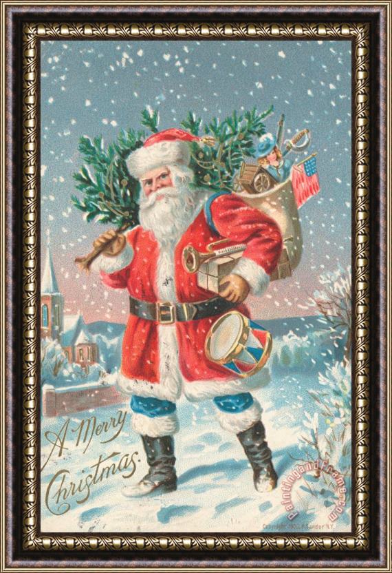 American School American Christmas Card Framed Painting
