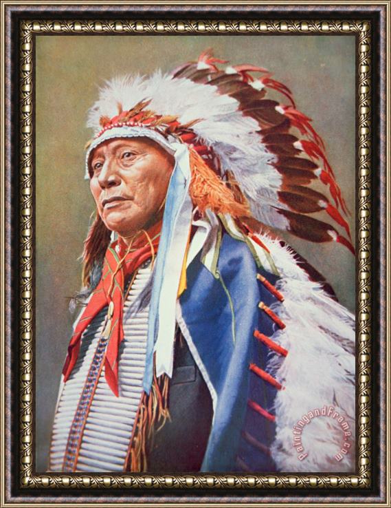 American School Chief Hollow Horn Bear Framed Painting