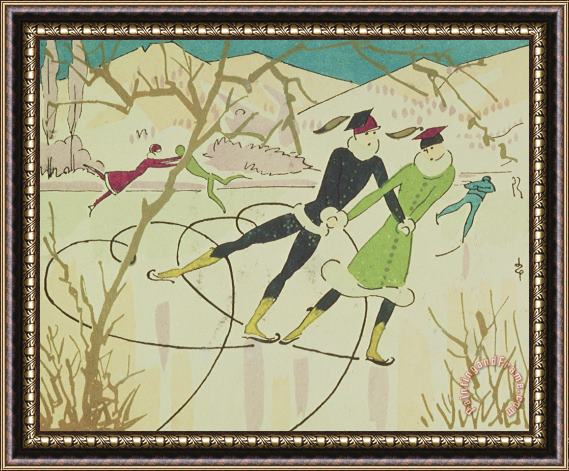 American School Figure Skating  Christmas Card Framed Painting