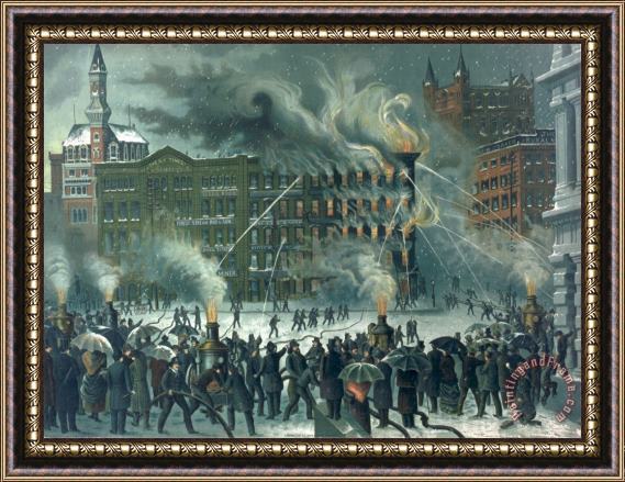 American School Fire in the New York World Building Framed Painting