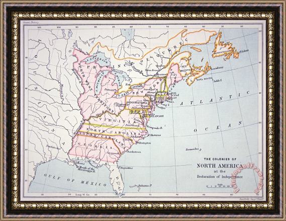American School Map of the Colonies of North America at the time of the Declaration of Independence Framed Painting