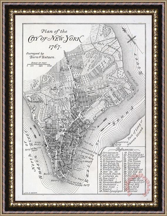 American School Plan of the City of New York Framed Painting